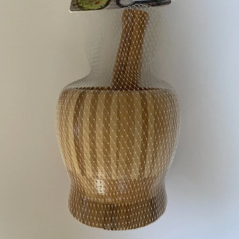 Tahari Two Toned Bamboo Mortar and Pestle